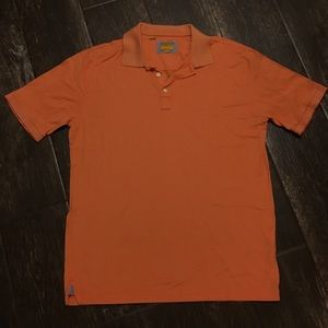 Robert Talbott Orange Striped Collared Polo Shirt